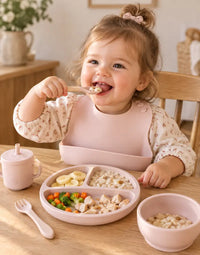 Set table enfant Rose nude Silicone 8 pièces