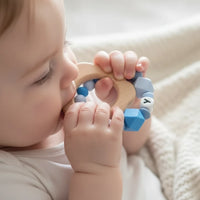 anneau de dentition en bois et silicone personnalisé, nuage en bois 