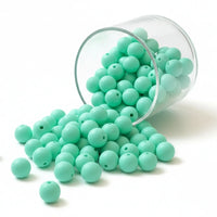 perle en silicone ronde en 12 mm de couleur menthe