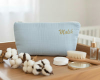 Trousse de toilette enfant fille personnalisée en gaze de coton