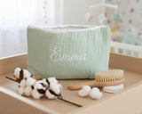 Trousse de toilette enfant fille personnalisée en gaze de coton