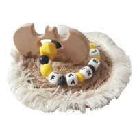 anneau de dentition en bois pour bébé motif batman