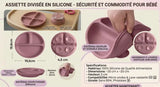 assiette ventouse silicone rose thé 