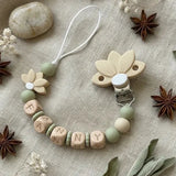 attache tetine personnalisable clip vert sauge beige