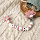 attache tetine lotus rose thé personnalisé personnalisable prénom bébé 