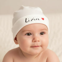 bonnet bébé personnalisé en coton blanc file 