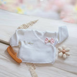 brassière en laine blanche pour bébé personnalisé