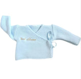 brassière pour bébé en laine bleu ciel personnalisé