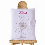 housse carnet de santé personnalisable rose pale motif arbre a coeur paillette 