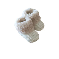 chausson bebe laine avec fourrure de couleur blanc lait