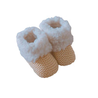 chaussons bebe en laine avec fourrure moumoute crème