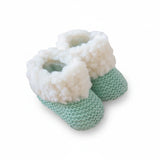 chaussons bebe en laine avec fourrure moumoute couleur menthe