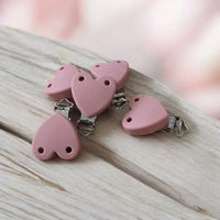 Clip Silicone Cœur Rose Thé 35 mm - Pince Création Attache Tétine DIY
