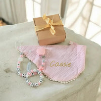 Boîte Cadeau Naissance Personnalisée – Thème Plume (Rose & Gris) 💖
