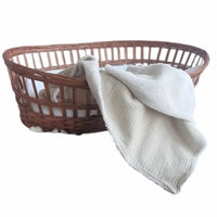 couverture plaide en sherpa et gaze coton sable 