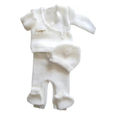ensemble pour bébé en laine de couleur blanc