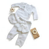 ensemble blanc en laine pour bébé personnalisé