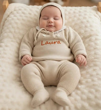 ensemble pour bébé en laine baguin pantalon pull personnalisé