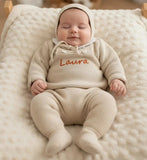 ensemble pour bébé en laine baguin pantalon pull personnalisé