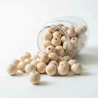 perle en bois ronde avec étoile gravé pour confection attache tétine anneau dentition