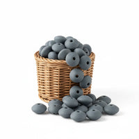 découvrez nos perles lentille en silicone gris anthracite pour vos créations DIY attaches tétine et anneau de dentition 