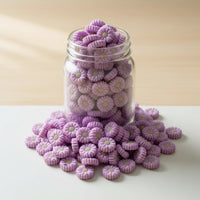 perle en silicone marguerite 20 mm de couleur lilas