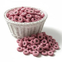 perle en silicone marguerite marron rosé 20 mm