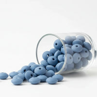 perle en silicone plate 12 mm couleur bleu-gris pour création attache tetine anneau dentition