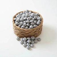 perle en silicone plate 12 mm couleur gris clair