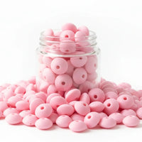 perle silicone plate 12 mm couleur rose pâle