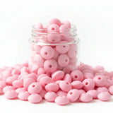 perle silicone plate 12 mm couleur rose pâle