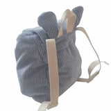 sac a dos enfant maternelle en velours bleu personnalisé vu de dos