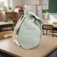 sac a dos maternelle garçon fille vu de côté vert sauge 
