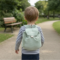 sac a dos maternelle de couleur vert sauge vu de dos 