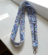 Tour de Cou / Porte-Badge Personnalisé Tissu Liberty Violet et Bleu 🌸